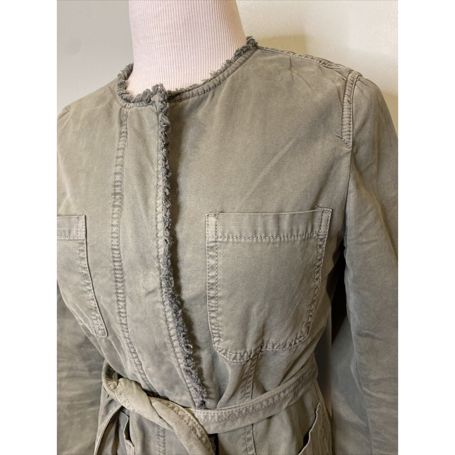 BANANA REPUBLIC Womens Utility Military Safari cargo Jacket Olive Army Green XS