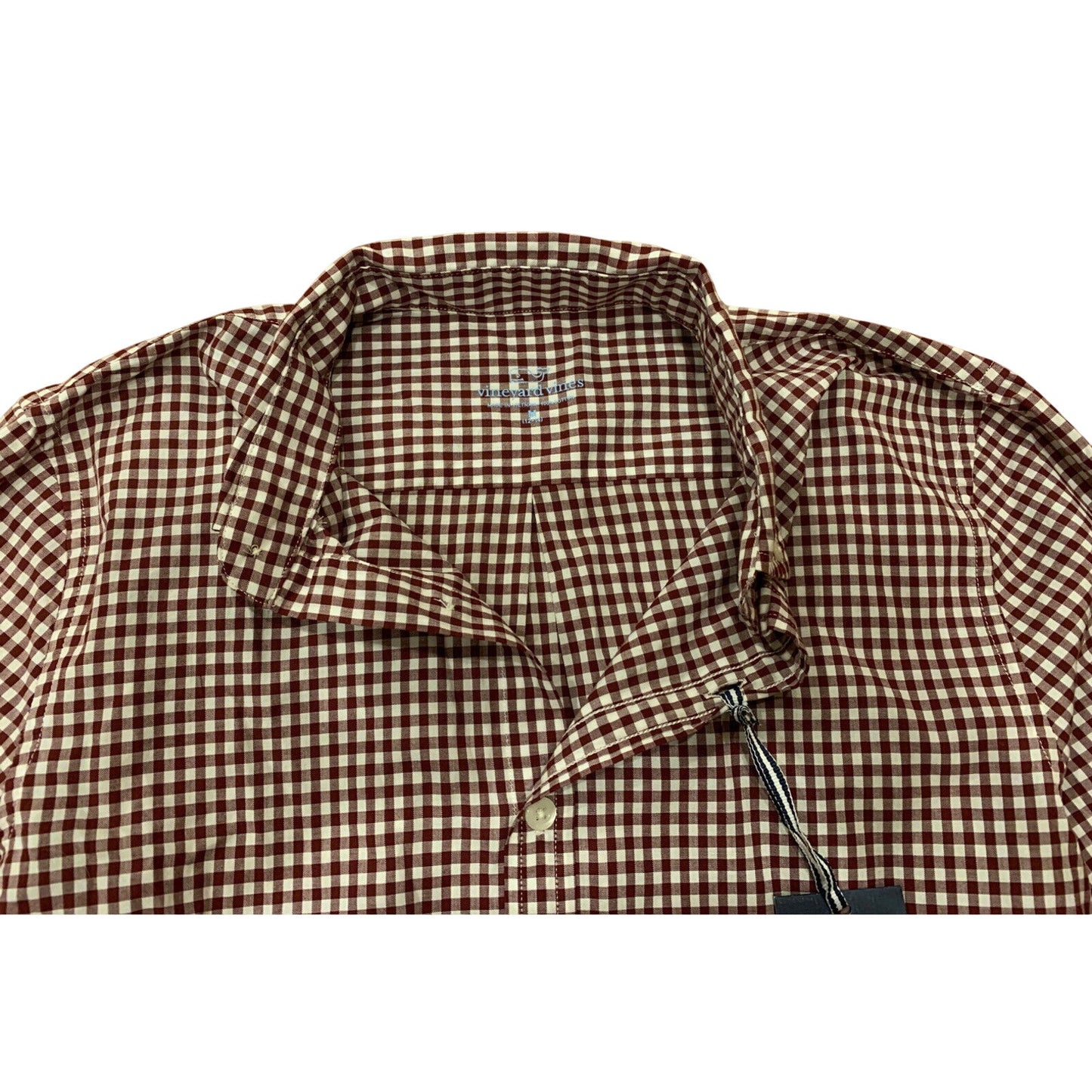 Boy's Vineyard Vines Red Checkered M Medium 12-14 Button Dress Shirt NWT