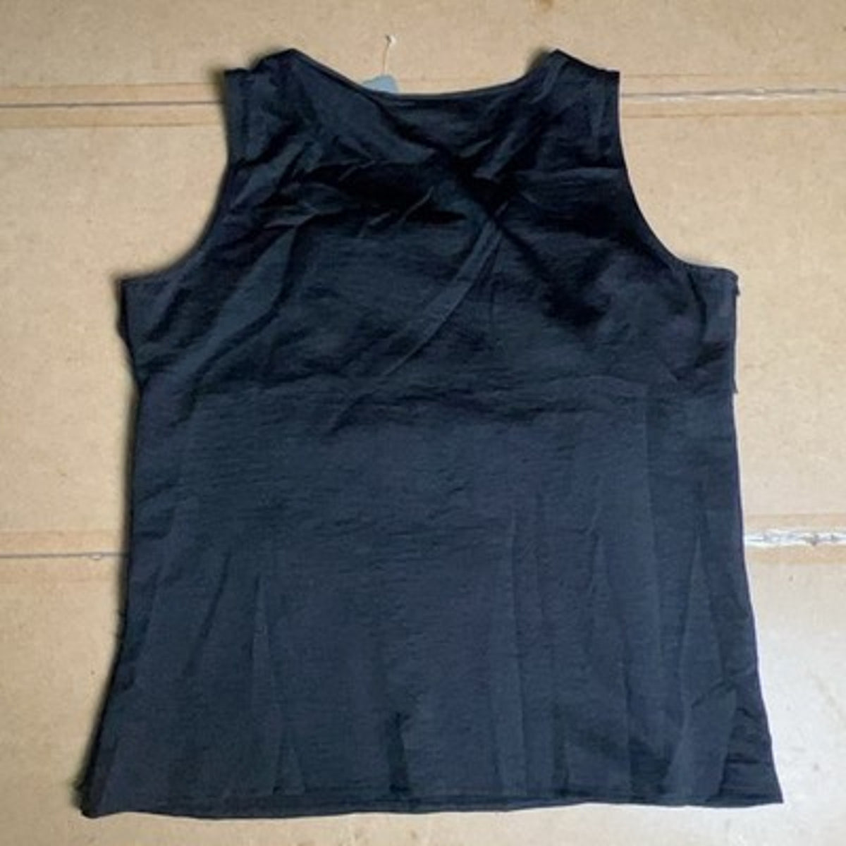 Chico's Tank Womens 2 Black Romanced Ruffle Roxie Woven Scoop Neck Sleeveless