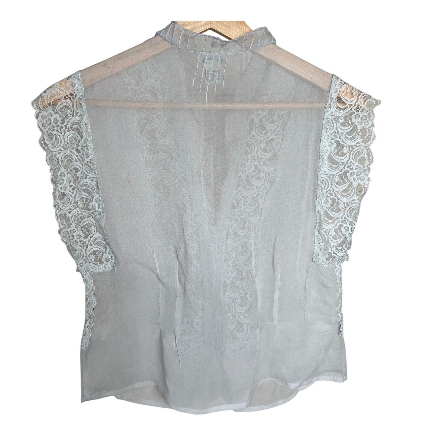 Y2K Adille 100% Silk Top Size 4 Women's Lacey White