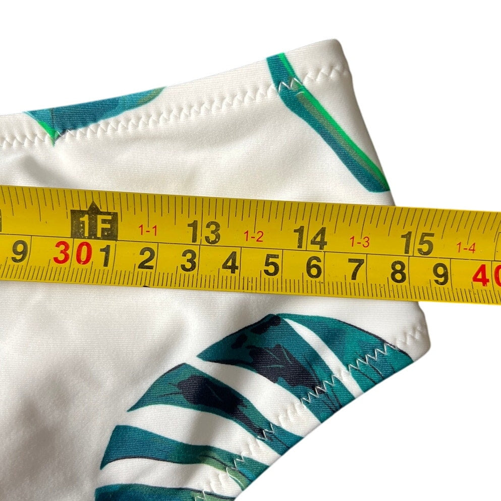 Cupshe White Green Leaf Swimwear Bikini Bottom Large L NWT