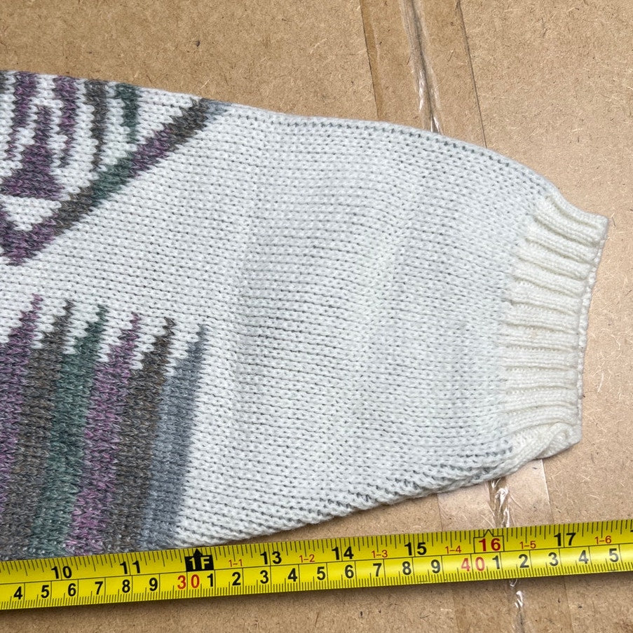 Vintage Garland Aztec Knit Sweater White/Gray Unisex L