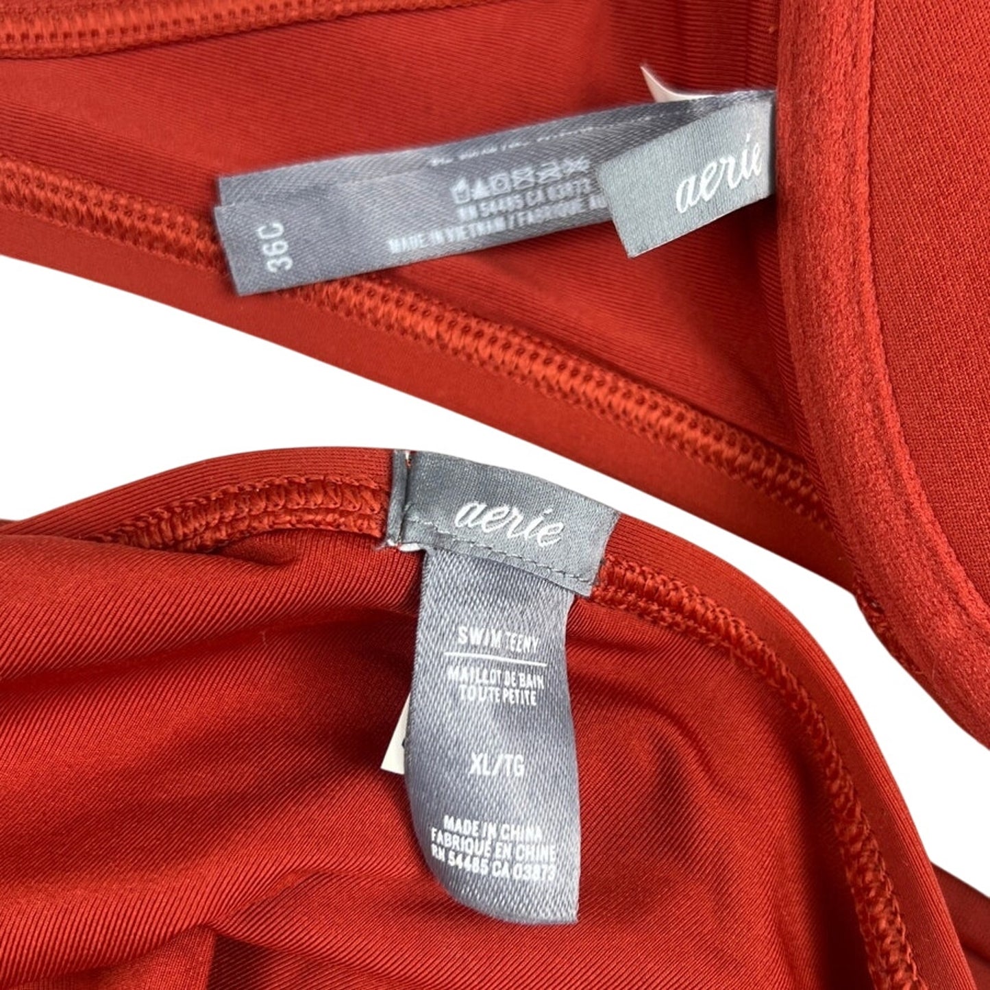 Aerie 36C Bra XL Bottom swimsuit Two Piece Burn Orange