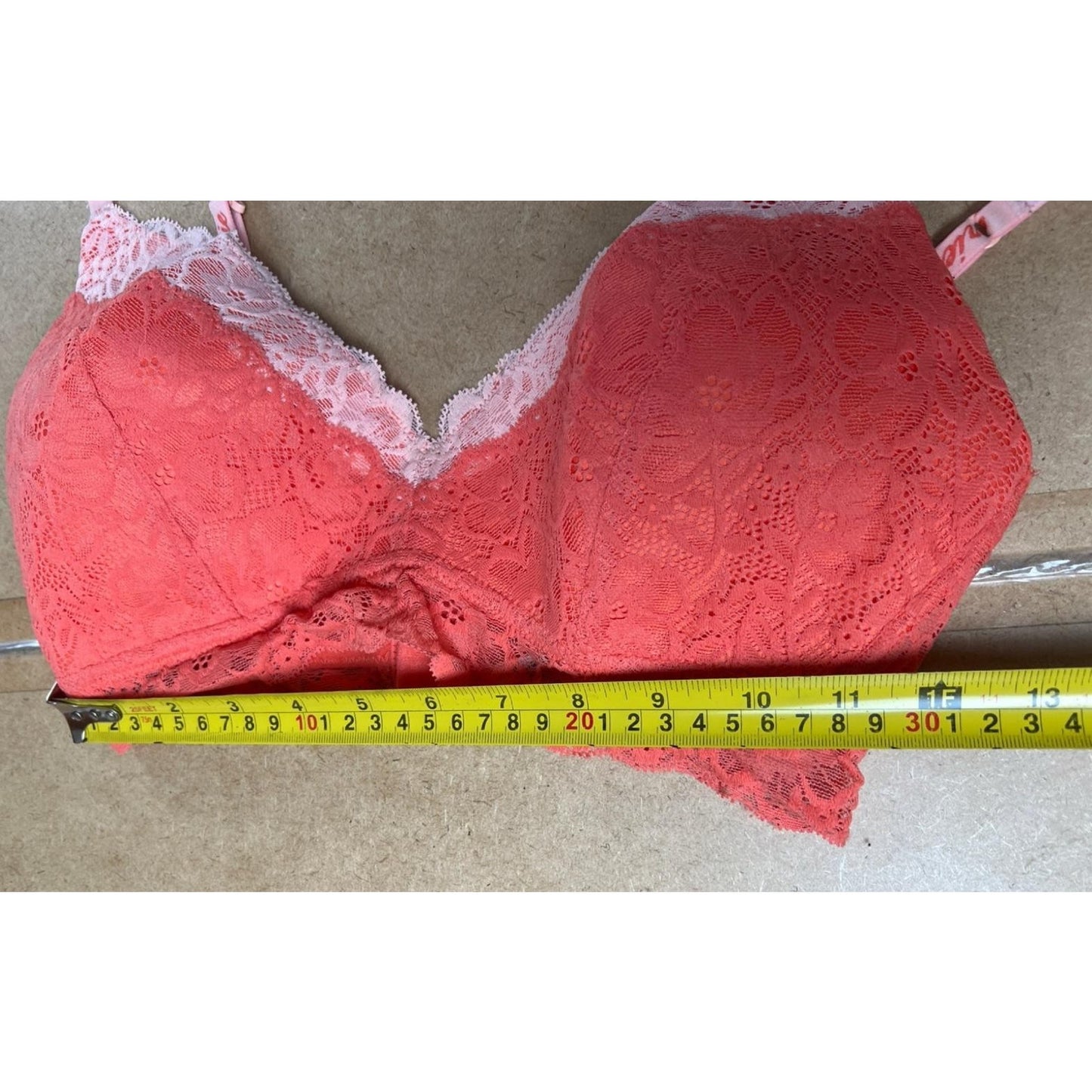 Aerie Bra Womens 32DD Pink Longline Floral Lace Molded Lightly Lined Hook & Eye