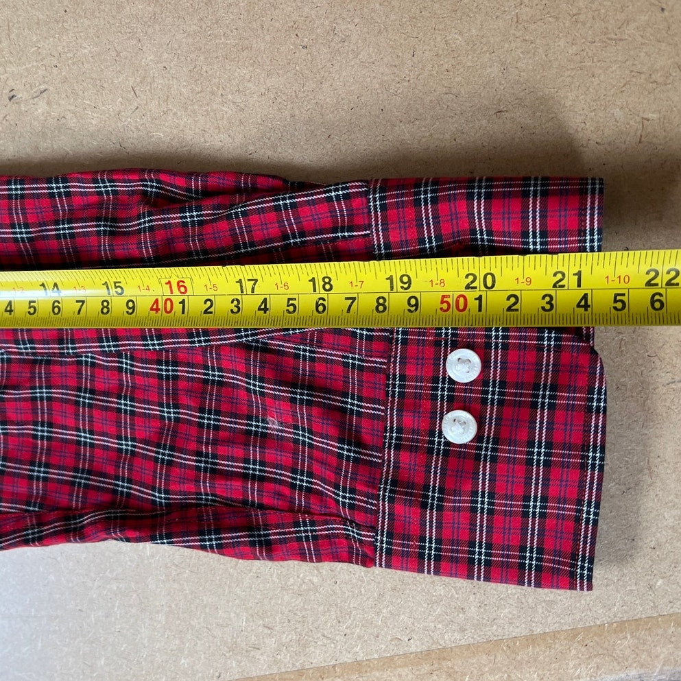 Lauren Ralph Lauren Men Size 32 Red Plaid Long Sleeve Button-Up