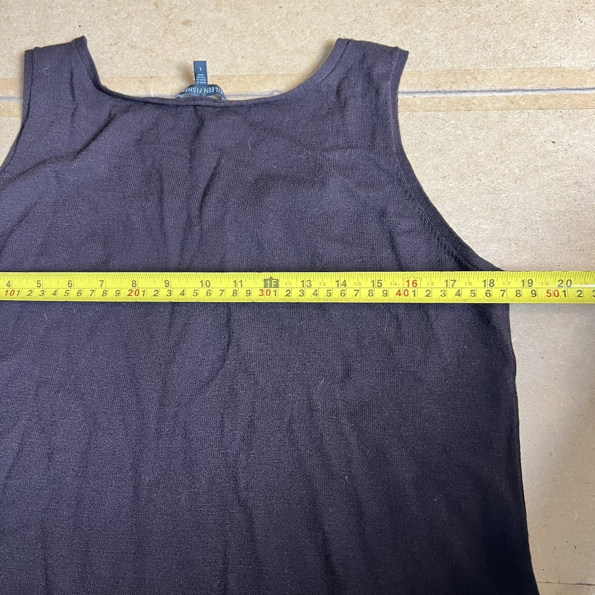 EILEEN FISHER Tank Womens L Brown Wool Scoop Neck Crepe Jersey Minimalist