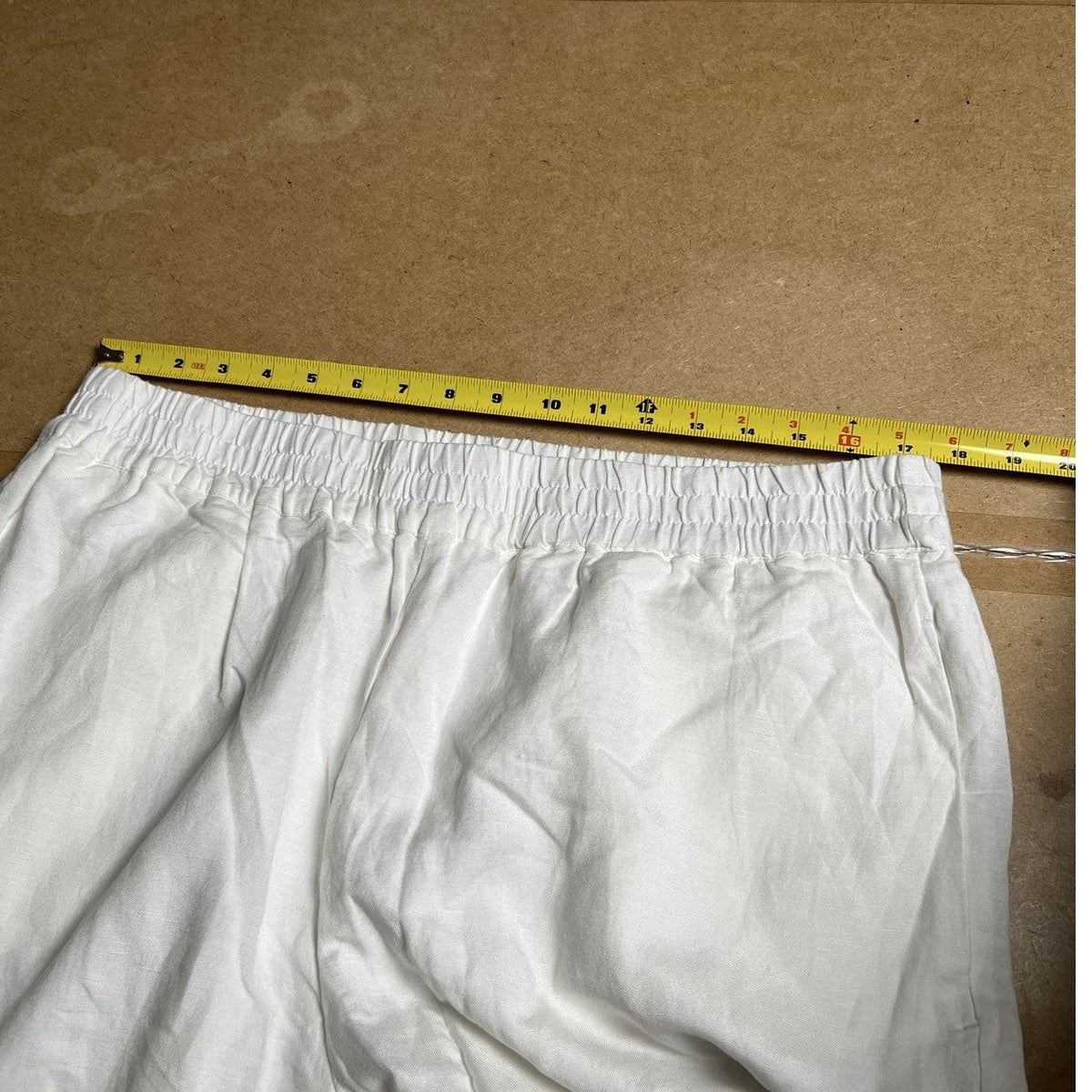 Eileen Fisher Pants Womens M White Wide-Leg Linen Rayon Cotton Pull On