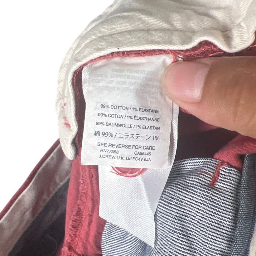 J. Crew Stretch Red Dress Pants 34 x 32 Cotton Chino