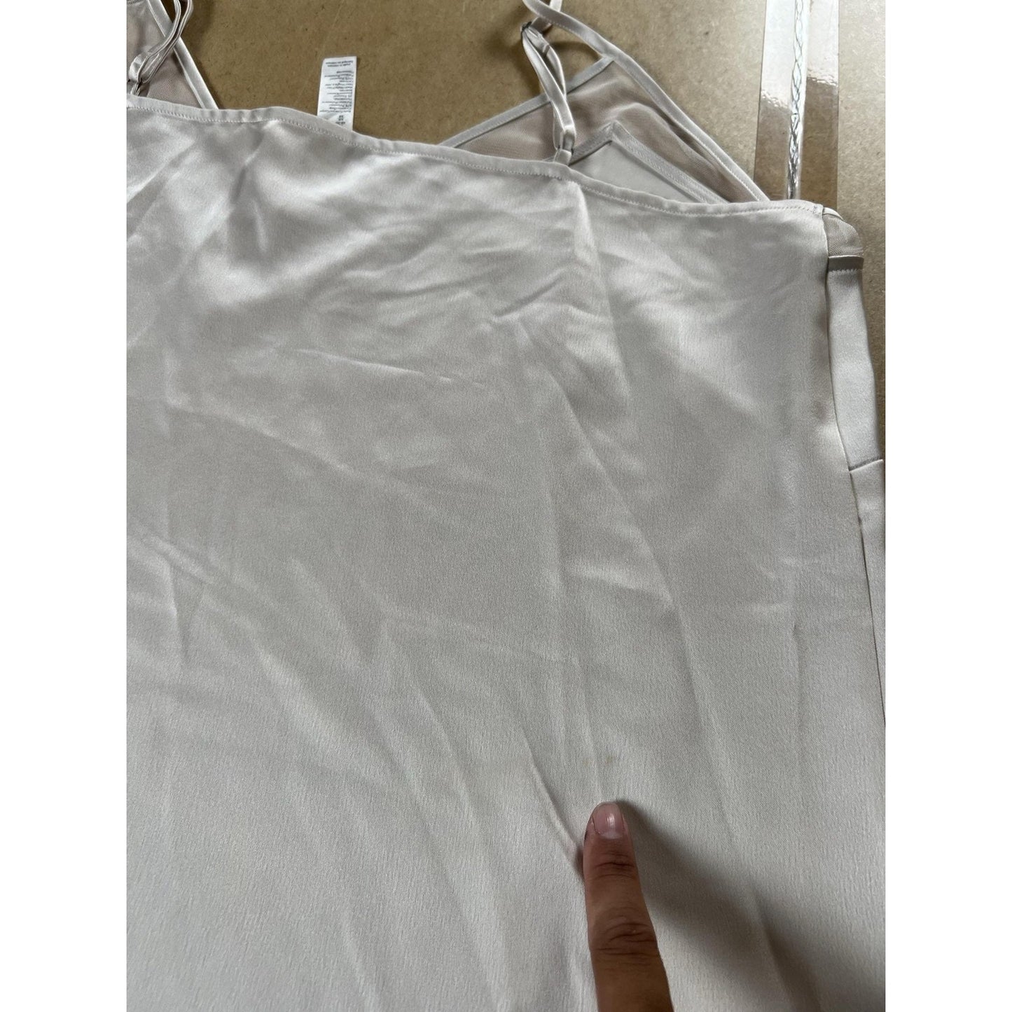 Spanx Tank Womens XL White Mesh V-Neck Lined Cami Adjustable Strap Stretch
