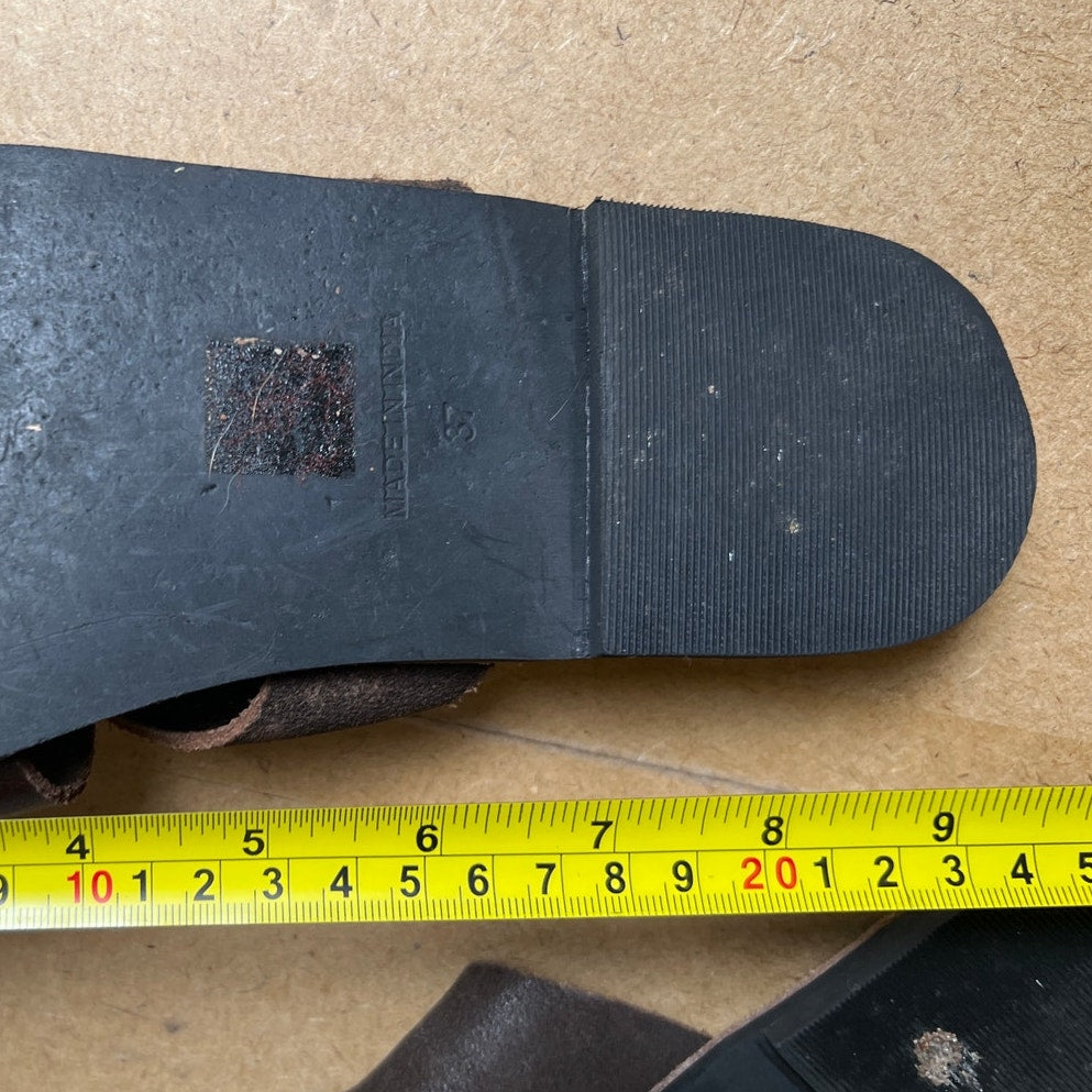 Free People Sandals Slides Women Size 37 US 6 Brown Leather