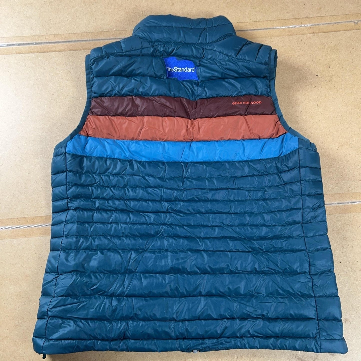 Cotopaxi Vest Womens L Blue Fuego Down Striped Packable Insulated Lightweight