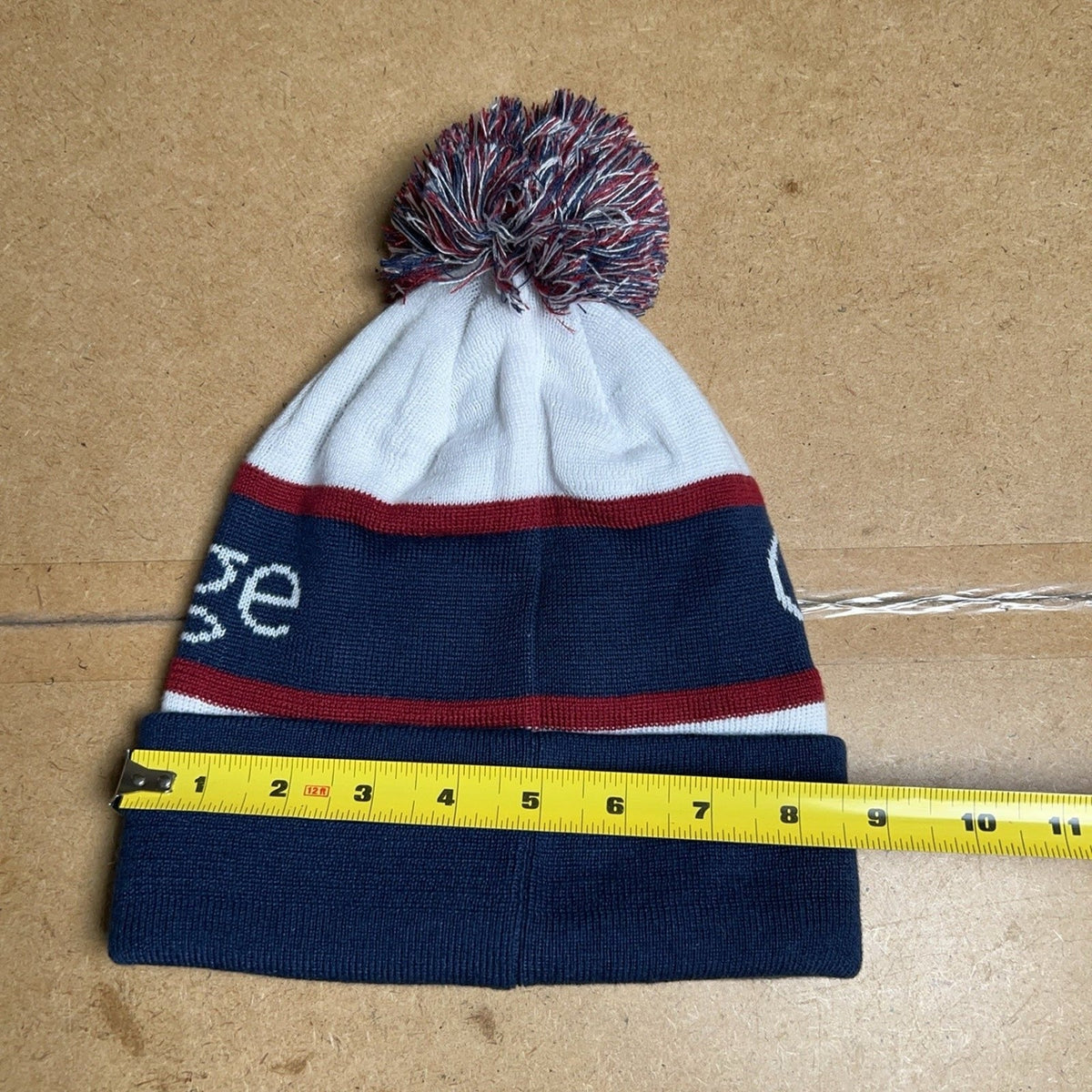 Locale Beanie Hat Mens One Size Blue Striped Pom Pom Giants Ridge Winter