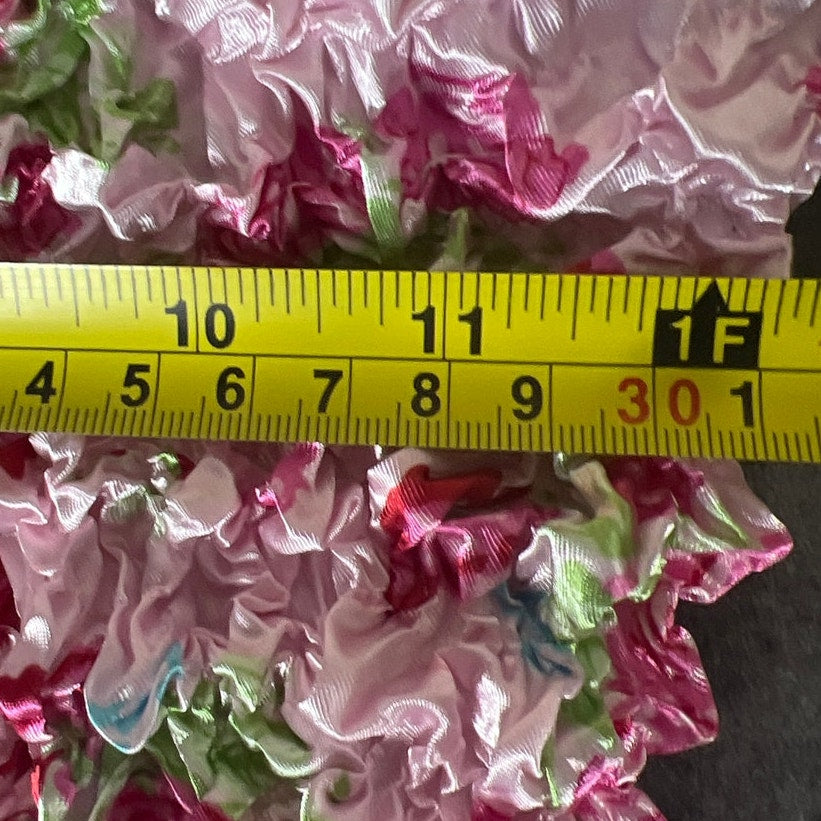 F C Purple Floral Popcorn Bubble Shirt One Size Crinkle Stretch