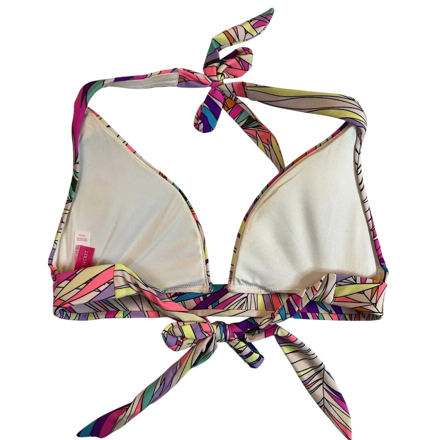 Victoria's Secret Halter Multi Color Palm Frond Medium Bikini Top - EUC