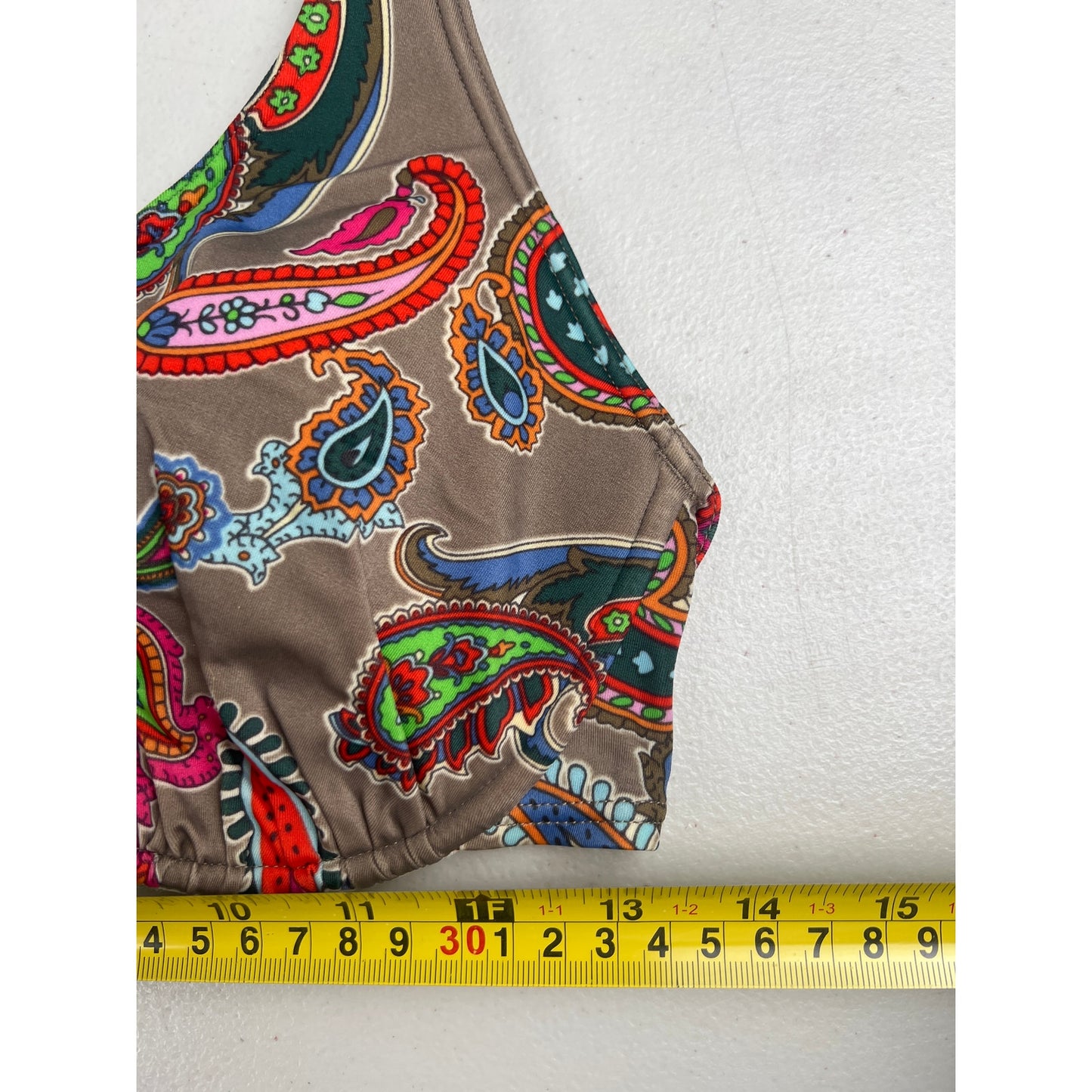 Victoria's Secret Brown Paisley Halter Bikini Top 36C EUC
