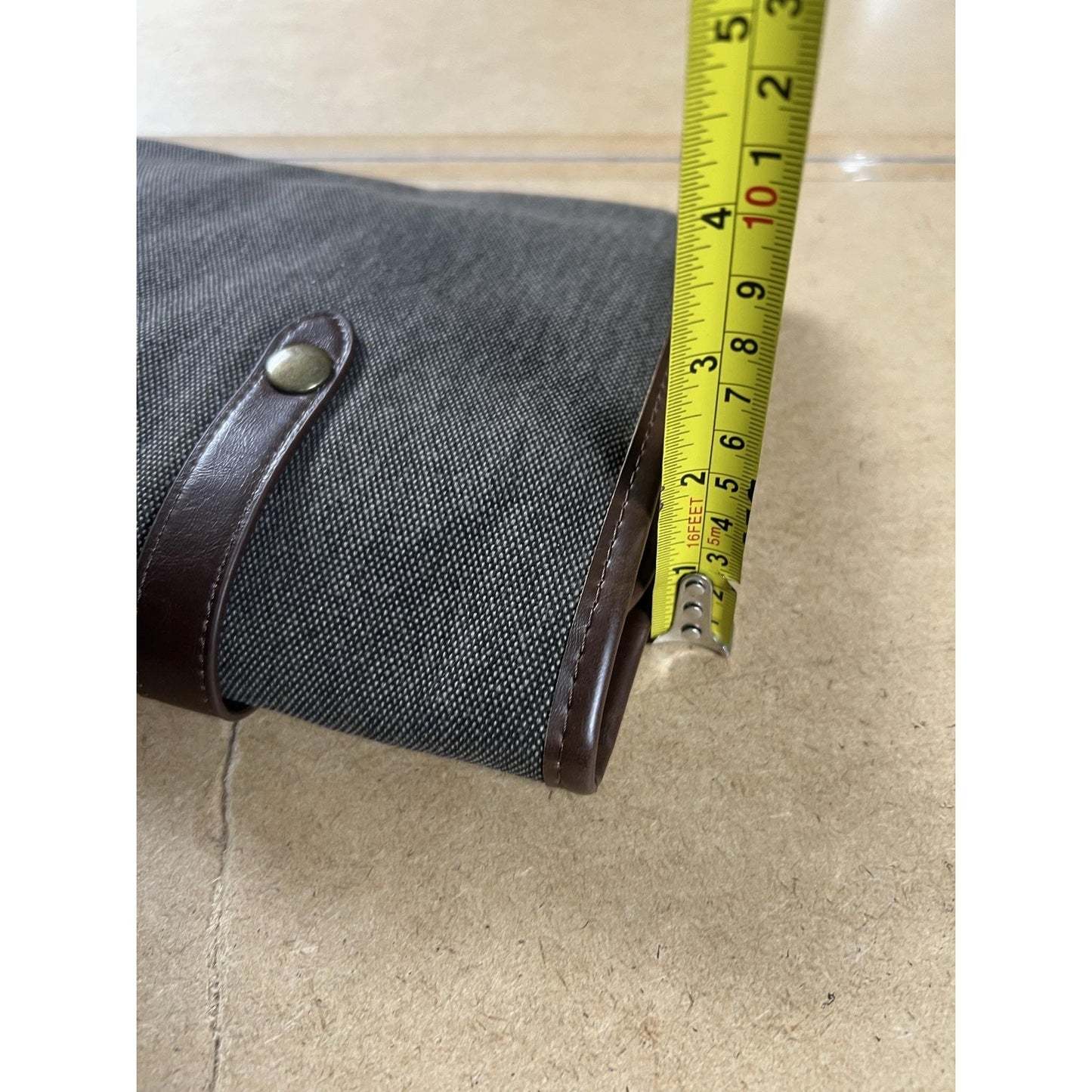 Buxton Clutch Mens Small Brown Canvas Faux Leather Lined Hanging Travel Kit