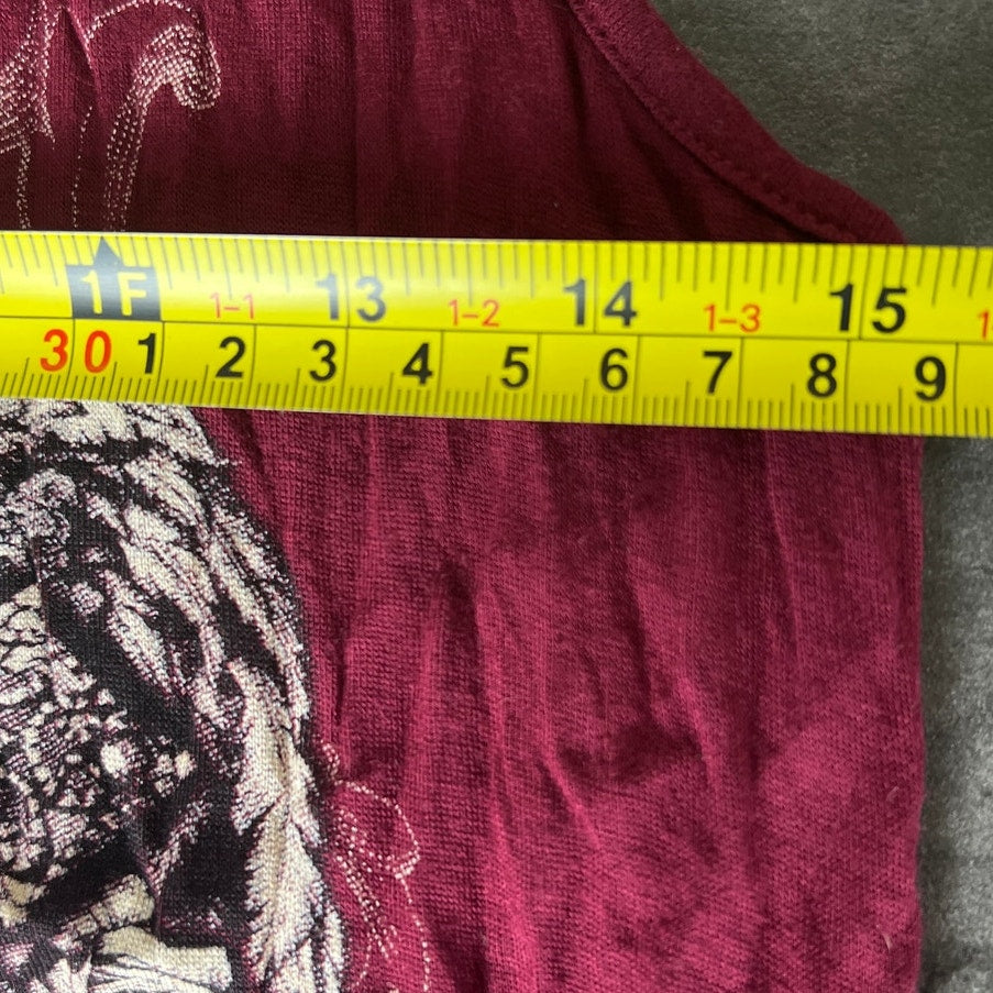 23 Love Street Rhinestone Burgundy Wing Tank Top *Dimensions In Pictures*