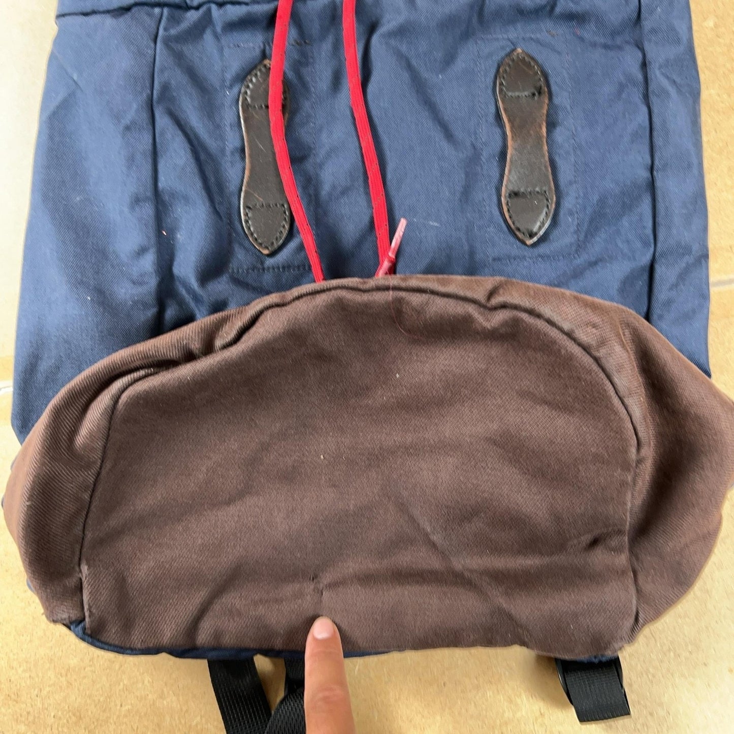 Filson Backpack Mens Large Blue Canvas Lined Drawstring Adjustable Nylon Straps
