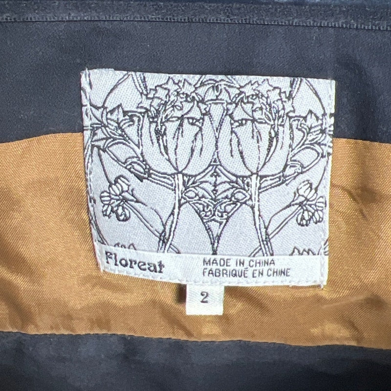 Anthropologie Floreat Size 2 Black Dress Floral Velvet Embroidered