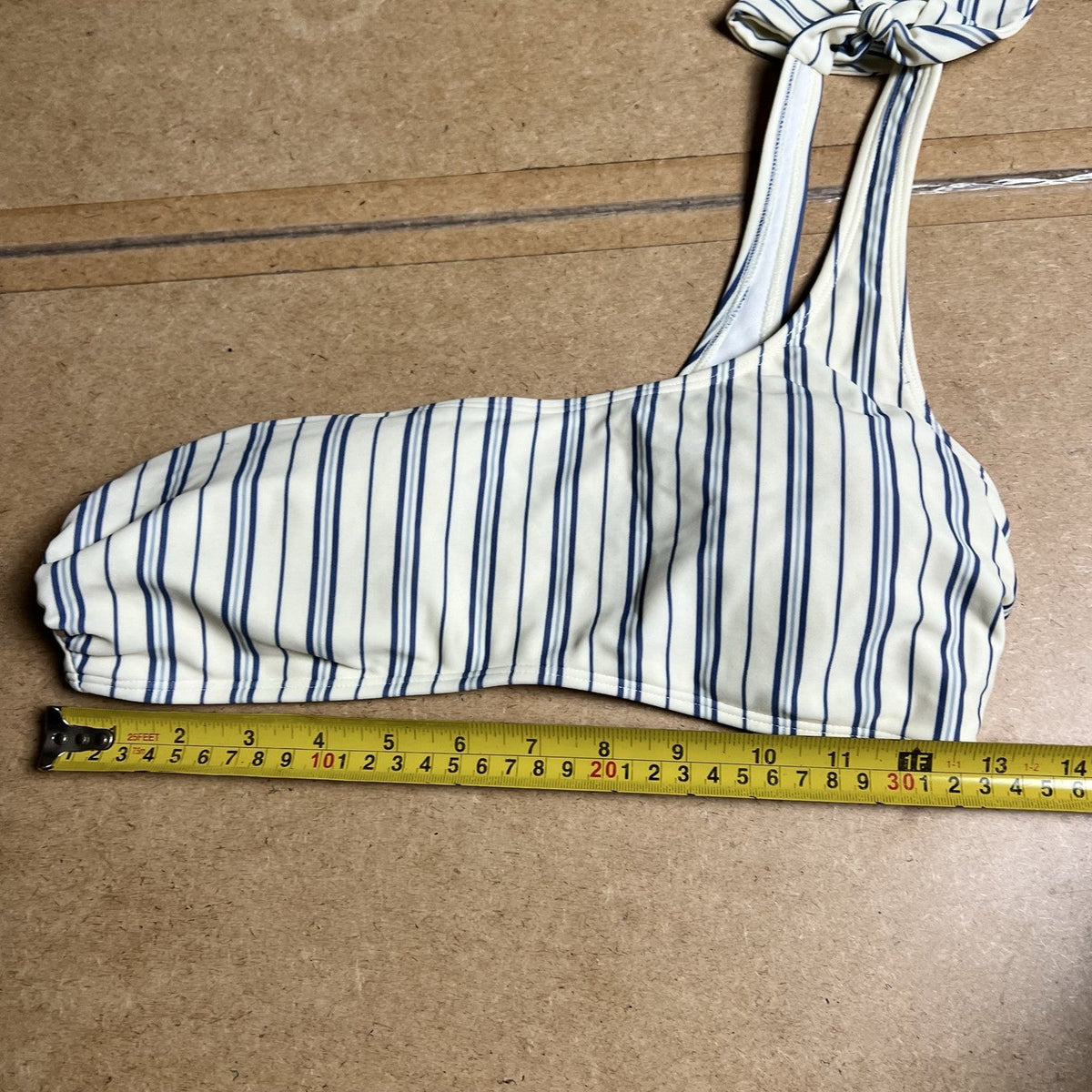 Abercrombie & Fitch Swim Top Womens M White Striped One Shoulder Lined Bikini