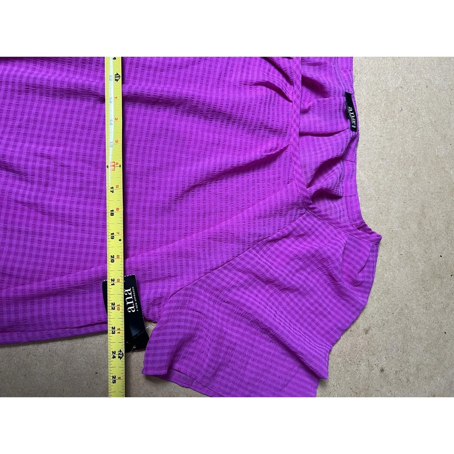 A.n.a Blouse Womens 1X Purple Scoop Neck Short Sleeve Pleated Elastic Waist