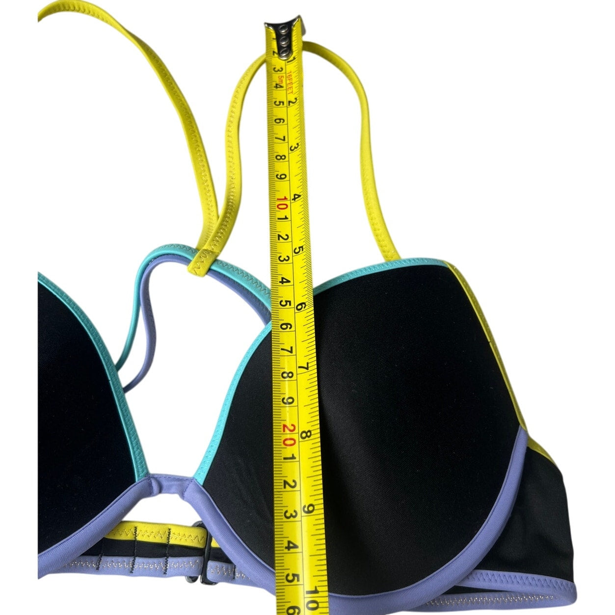 Victoria's Secret Black Purple Yellow Padded Bikini Top Underwire 34C