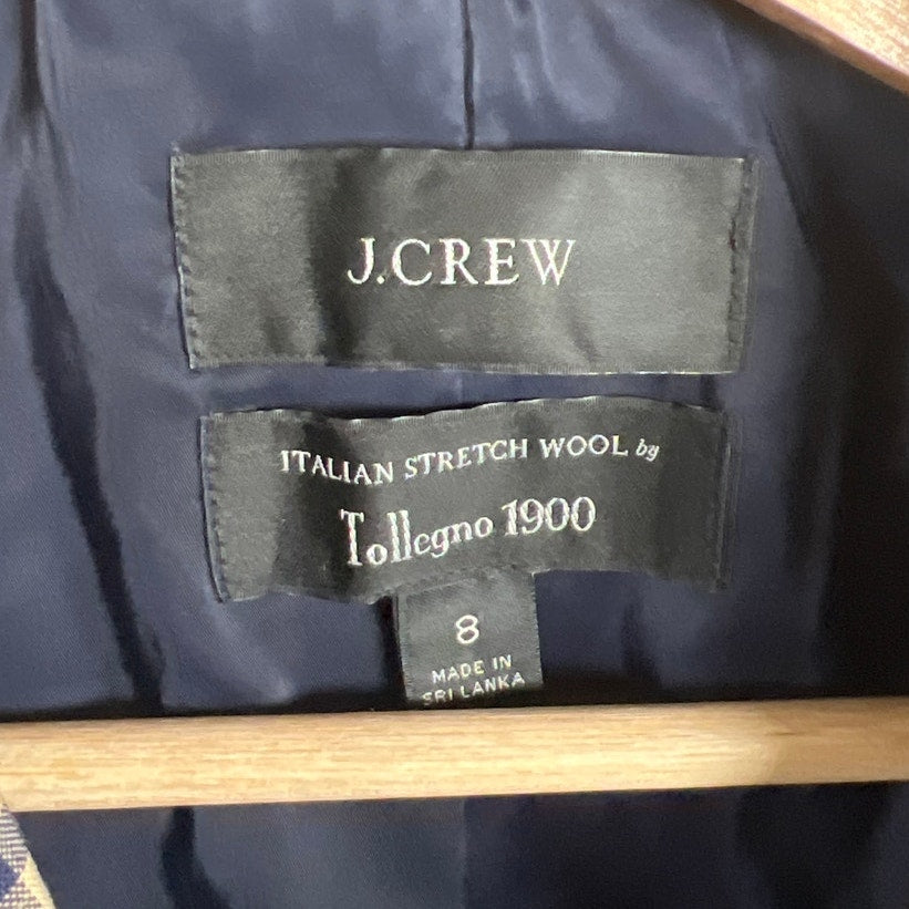 J. Crew Italian Stretch Wool Plaid Blazer Size 8 Alfie