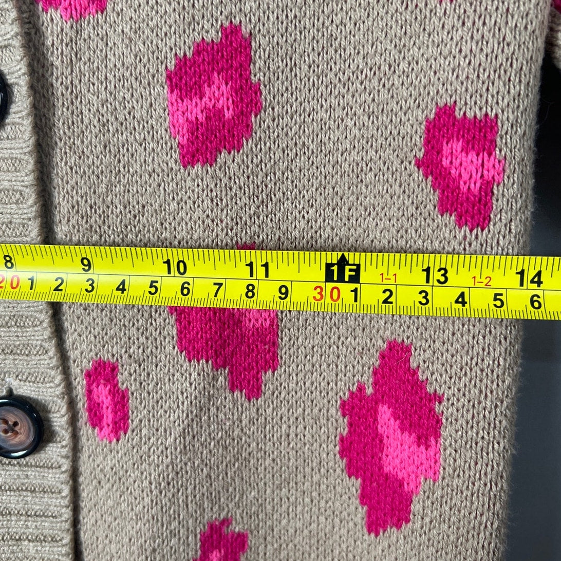 Hanna Andersson Girl Cardigan Tan Floral Print Warm Sweater Size 130