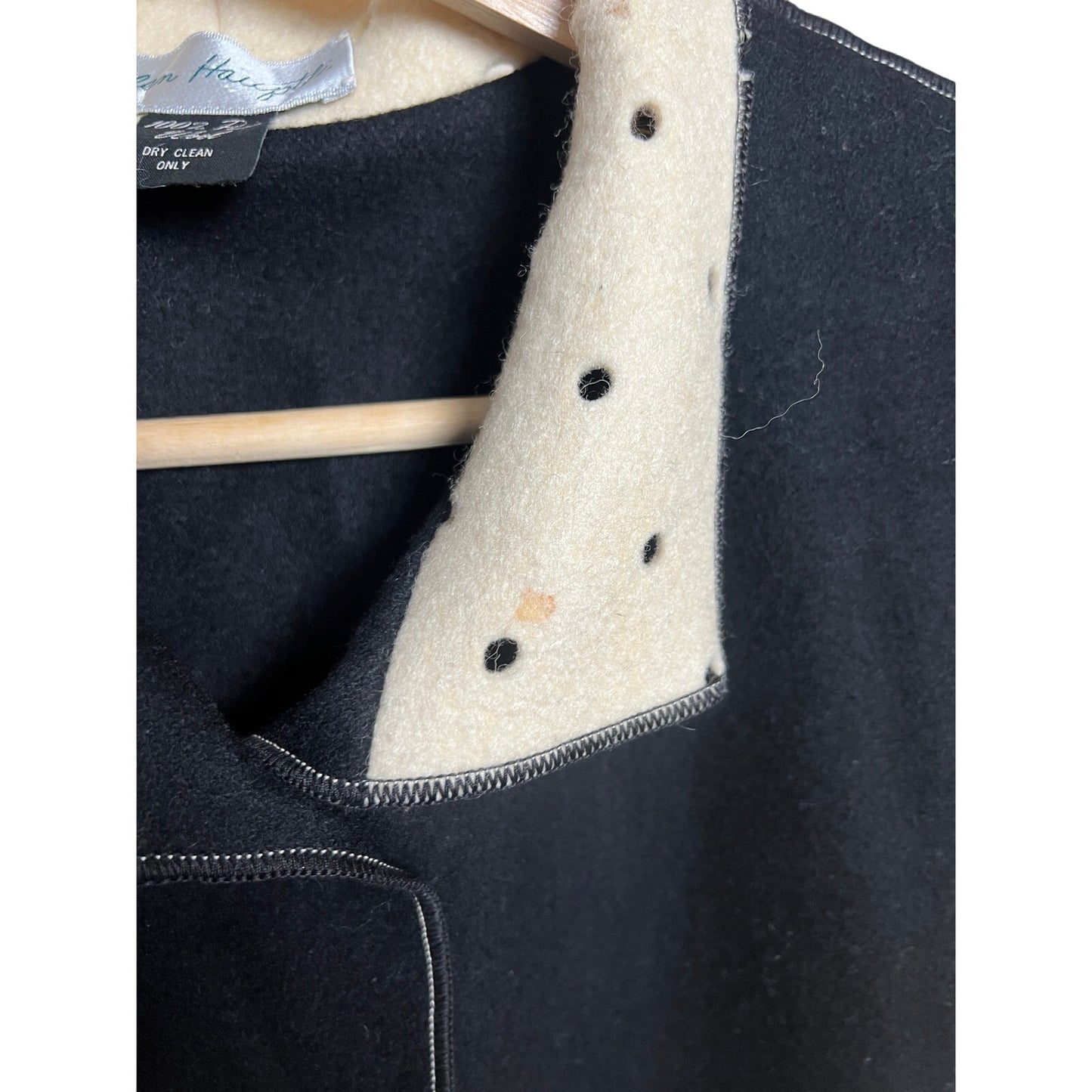 Ellen Hauptli Wool Button Up White & Black Coat *Dimensions In Pictures*