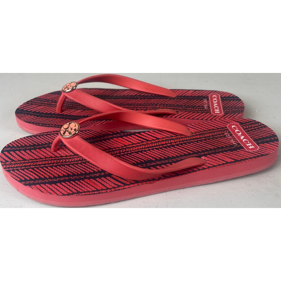 Coach Alessa Red Women Flip Flop Coral 9-10