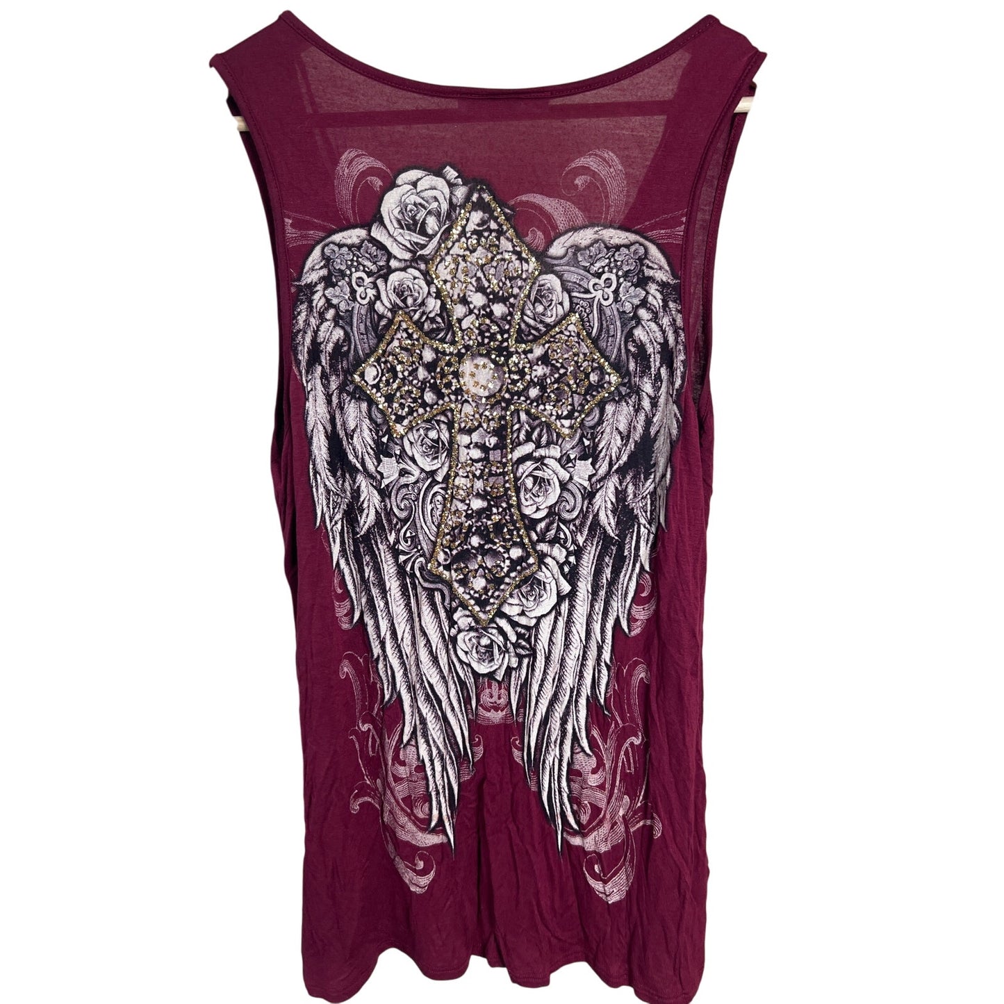 23 Love Street Rhinestone Burgundy Wing Tank Top *Dimensions In Pictures*