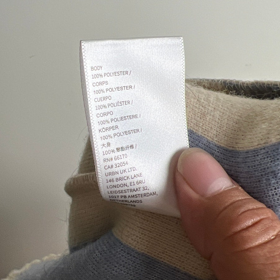 UO Blue and Tan 100% Polyester Sherpa Plush Zip Jacket Size Large