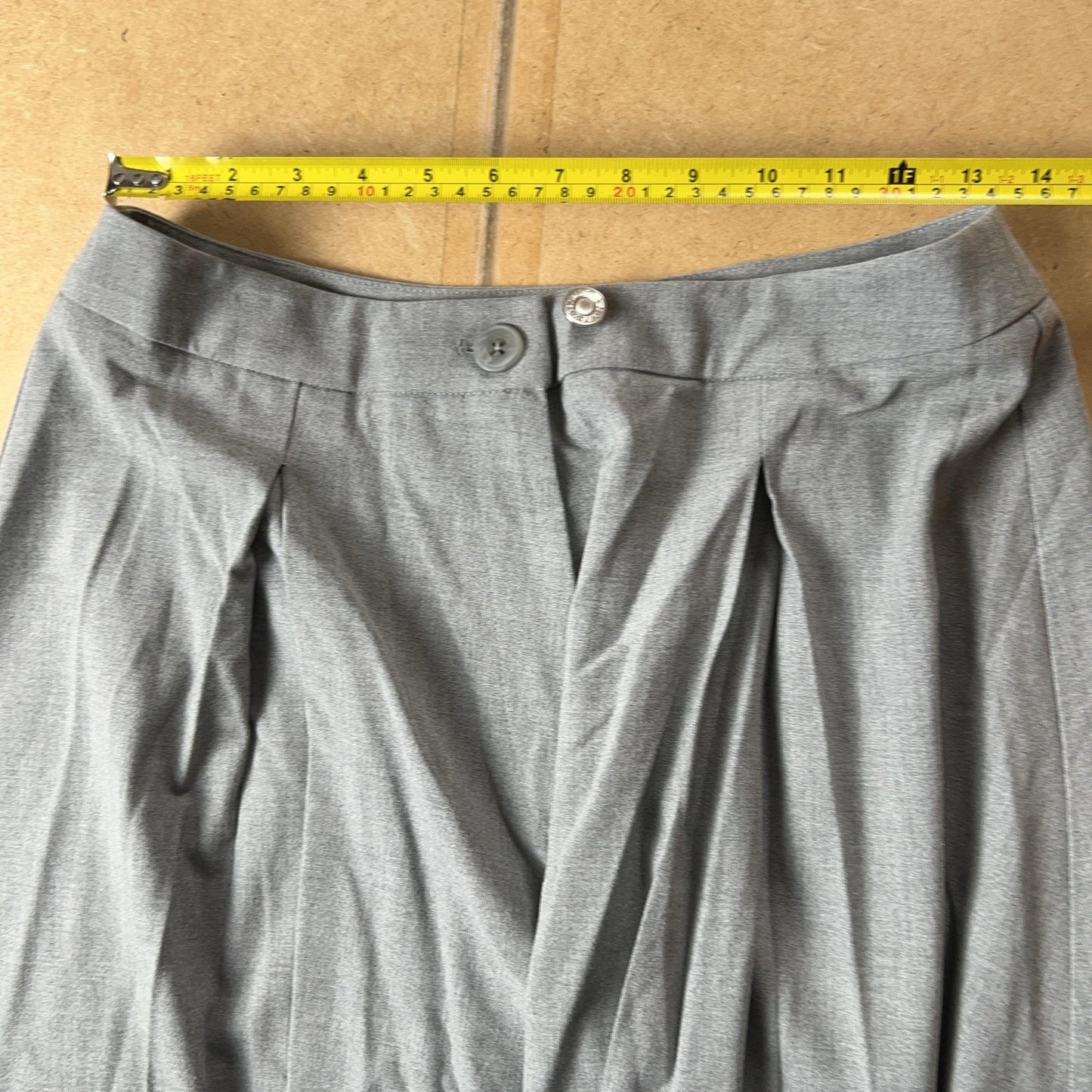 Maeve Skirt Womens M Gray Pleated Midi Twill Stretch Button Workwear Office
