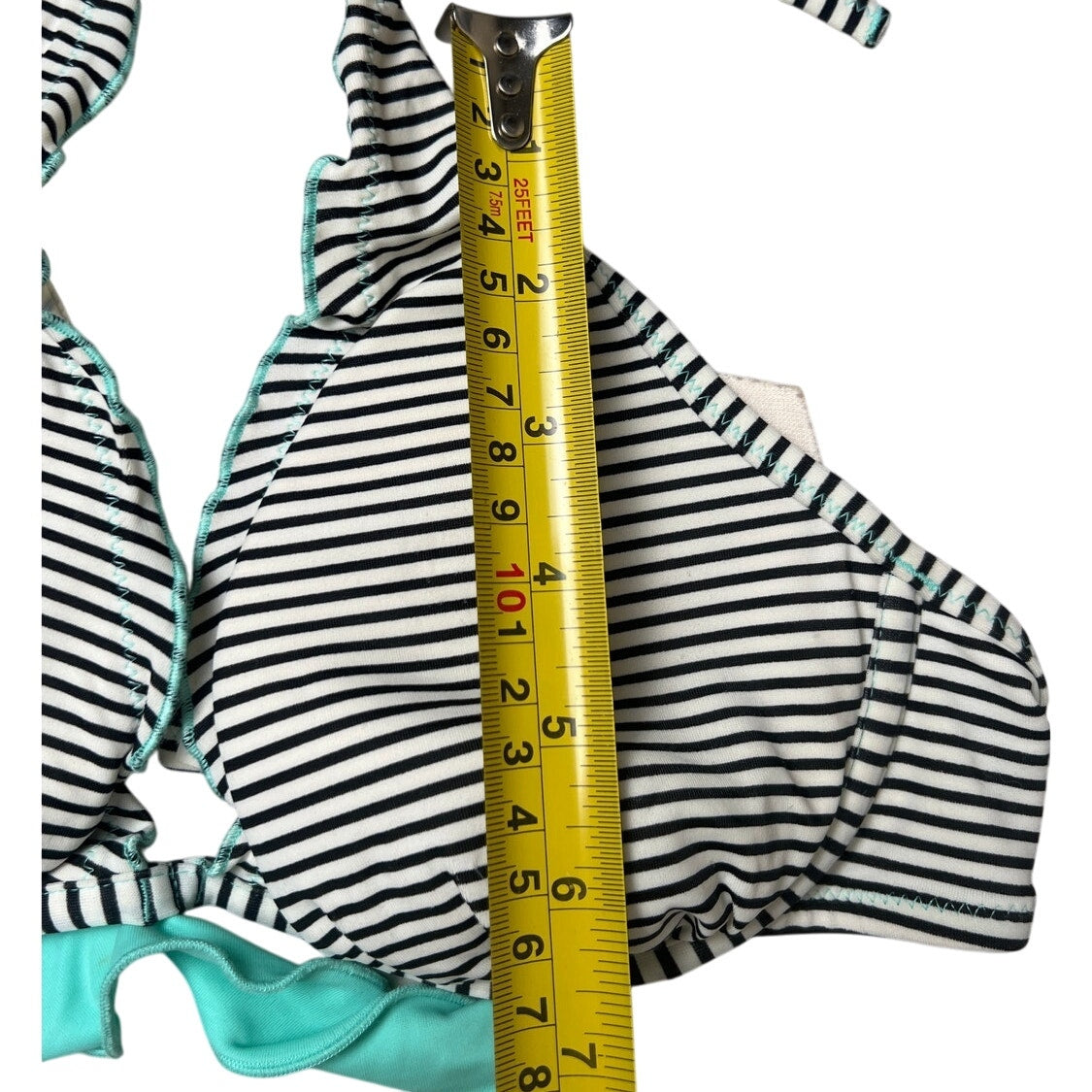 Victoria’s Secret Halter Underwire Triangle Black White Striped Bikini Top 34B