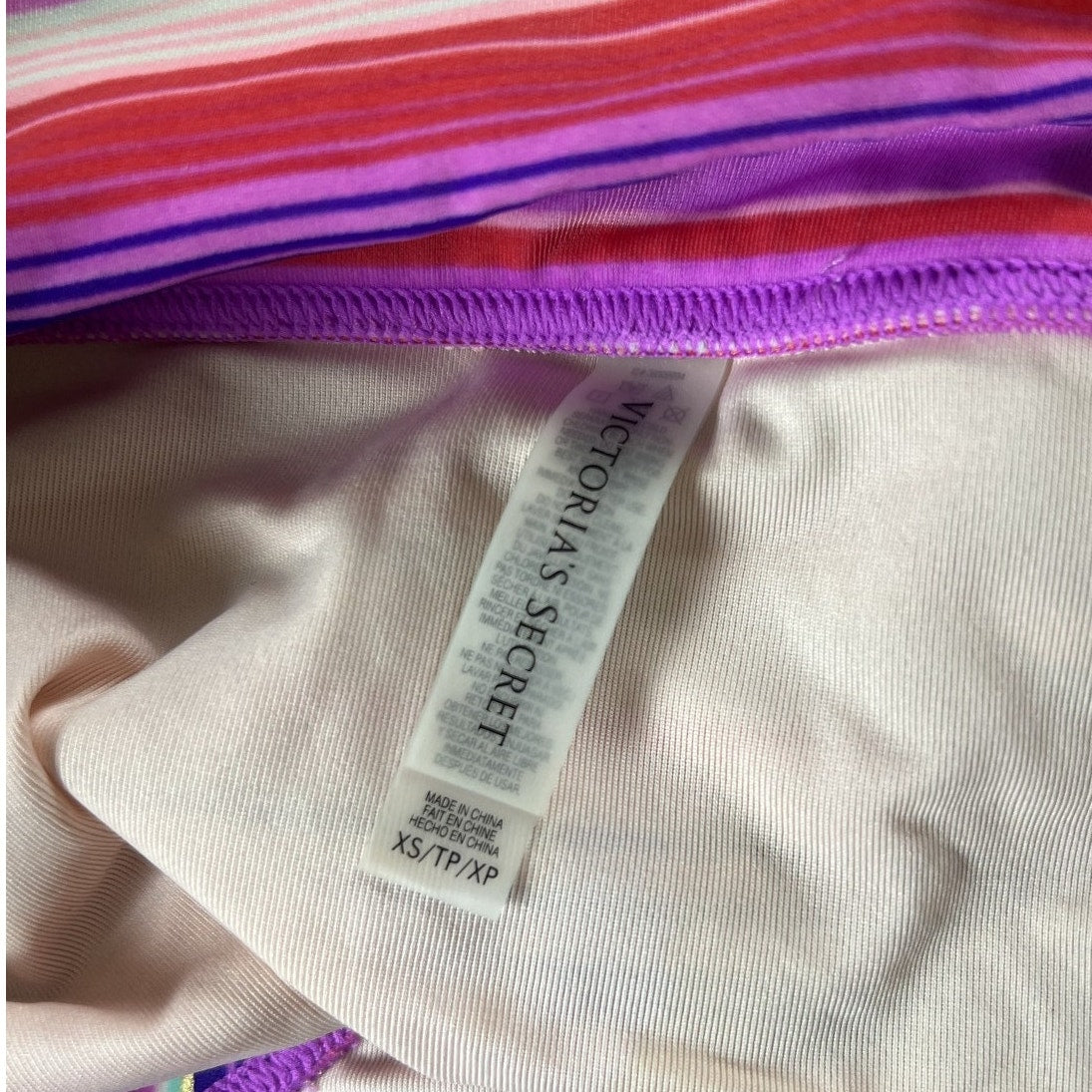Victoria Secret Striped Bikini Swim Top Womens Medium Halter Padded Swimwear