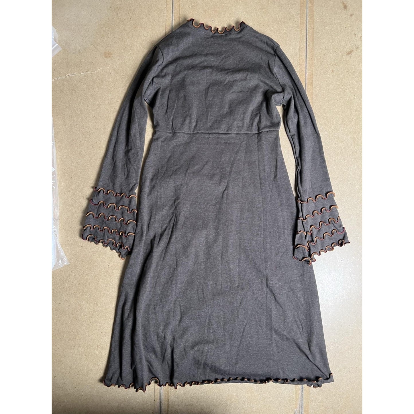 Laura Hlavac Dress Womens XL Gray Fit & Flare V-Neck Empire Waist Ruffle