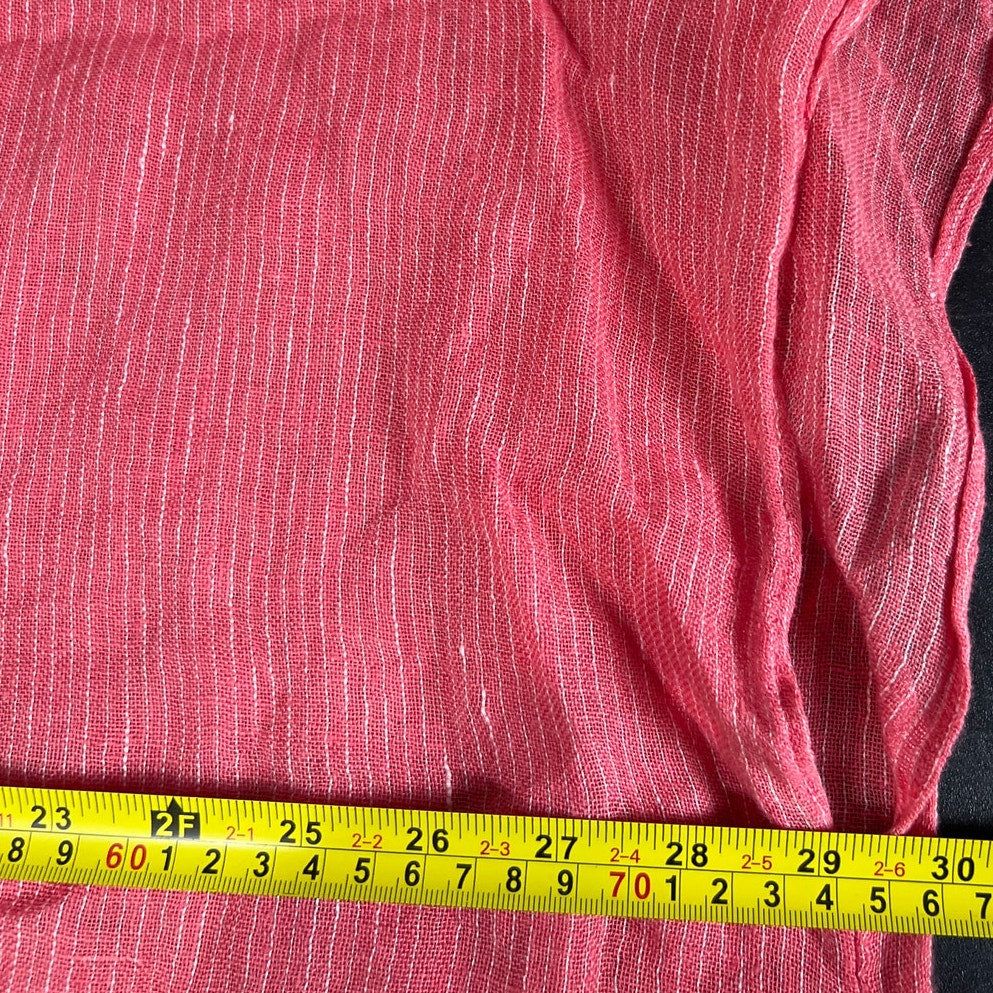 Eileen Fisher Size Large Pink Women Top 100% Linen Gause Pinstriped