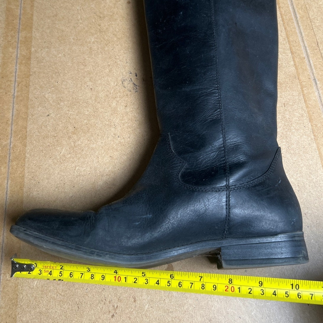 Frye & Co Tall Black Leather Pull On Equestrian Riding Boot Size 8