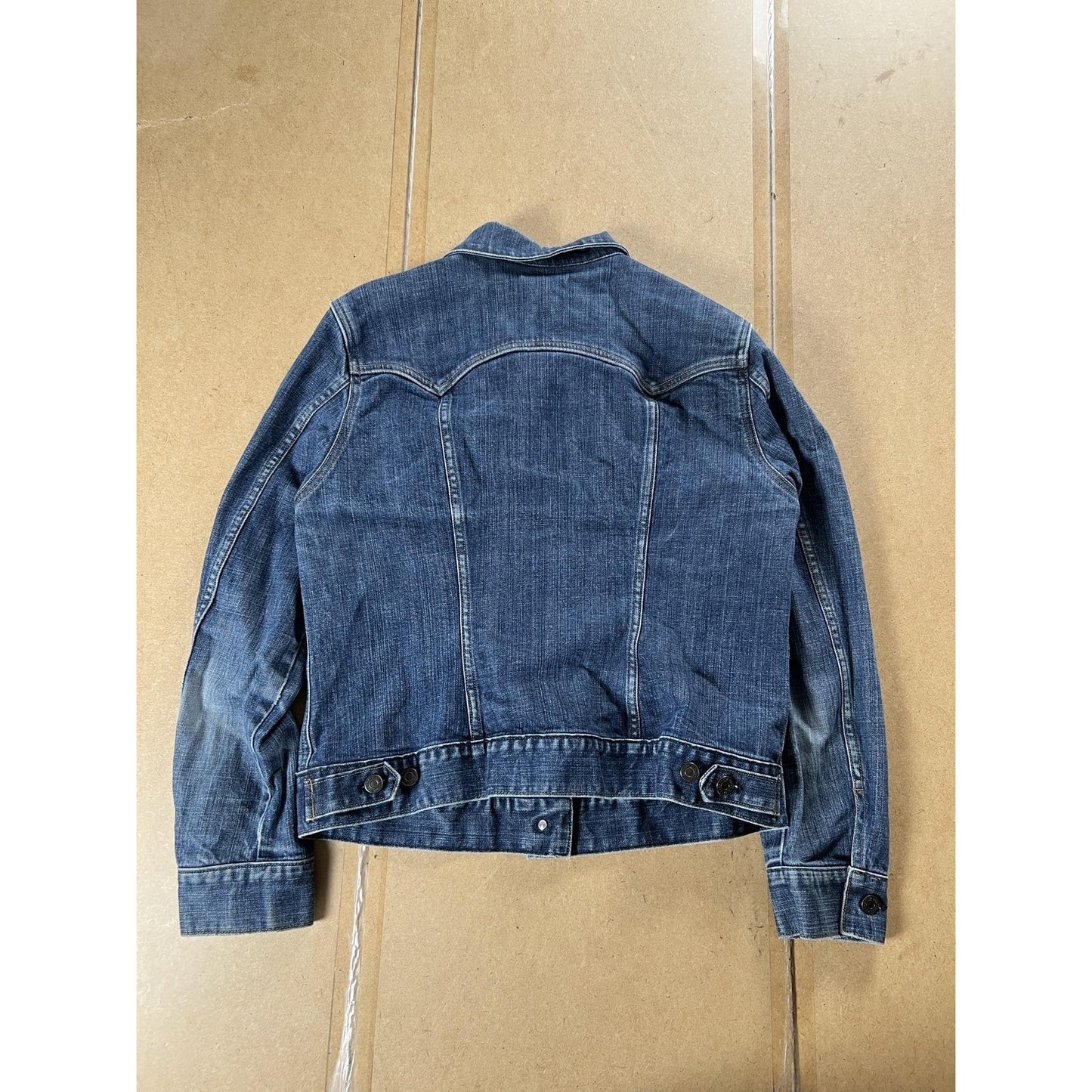 Cardigan Womens S Blue Denim Collared Button Stretch Pockets Long Sleeve Casual