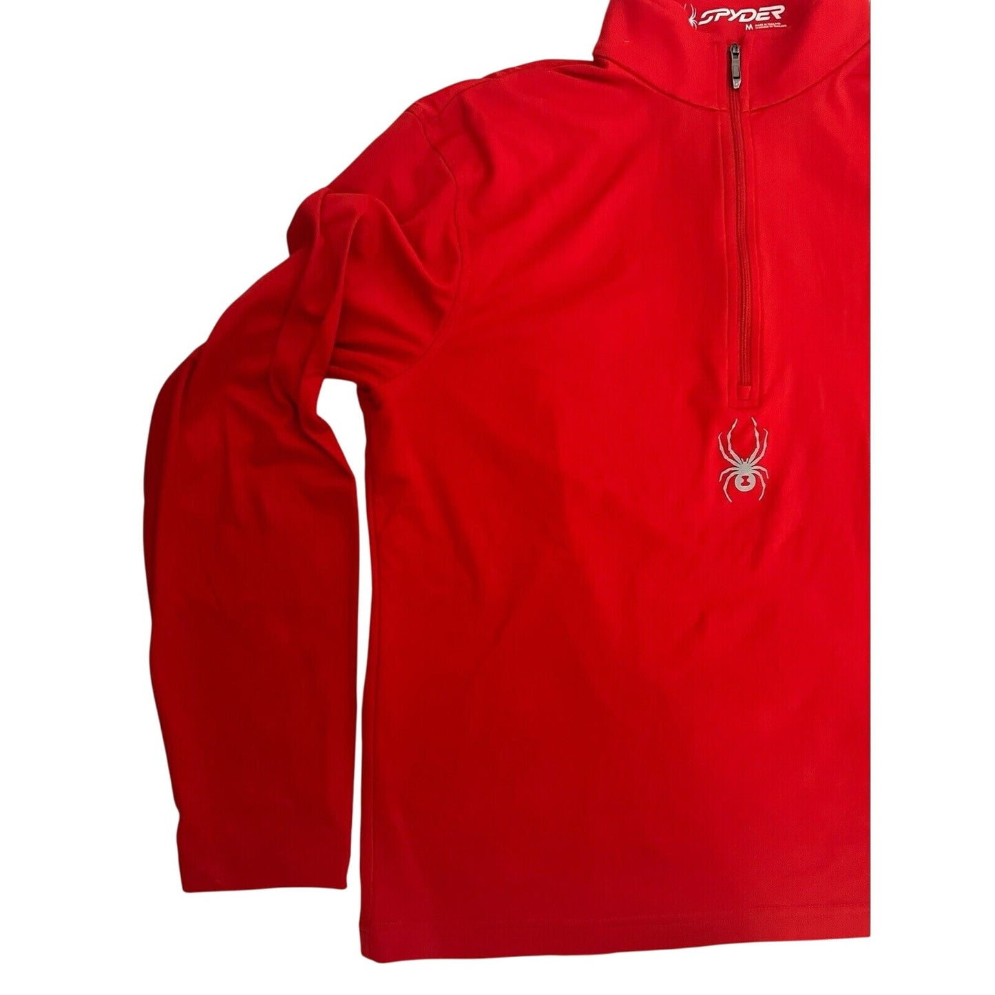 Spyder Mens Quarter Zip Short Jumper Medium Solid Red Pullover Long Sleeve