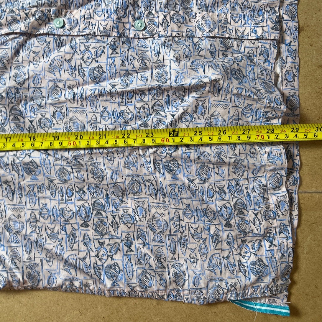 Tori Richard Men Fish AOP Short Sleeve Button Down Men XL