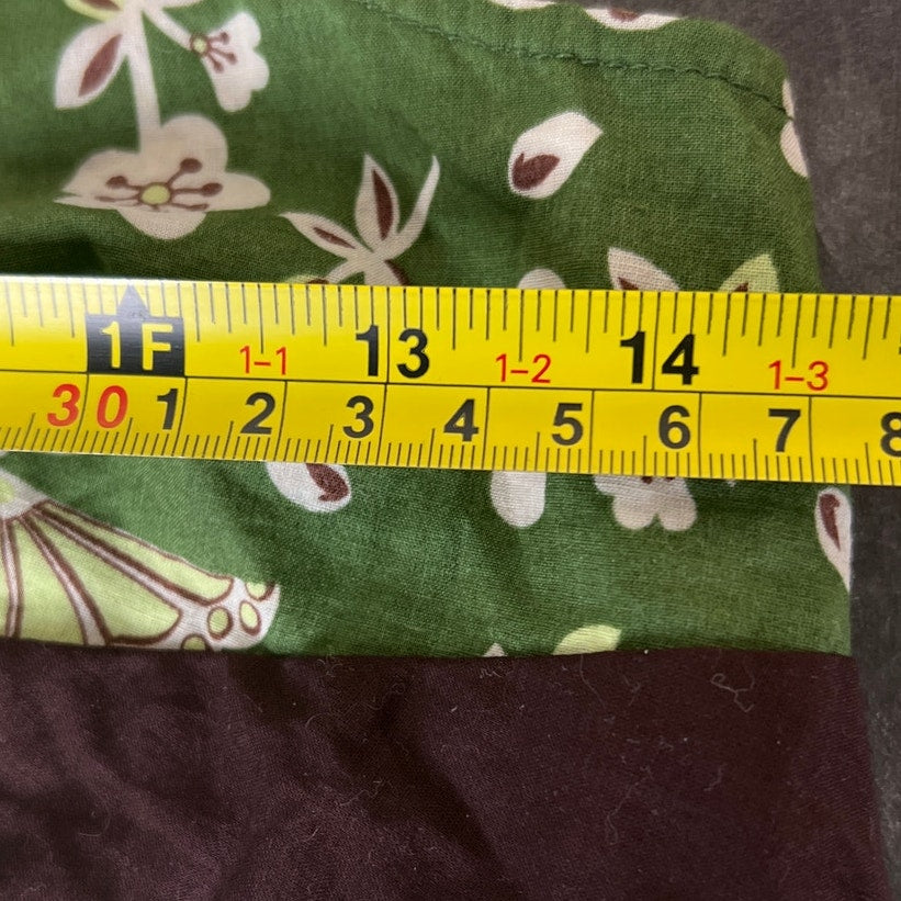 y2k Mossimo Supply Co. Small Midi Green Tie Brown Dress Butterfly