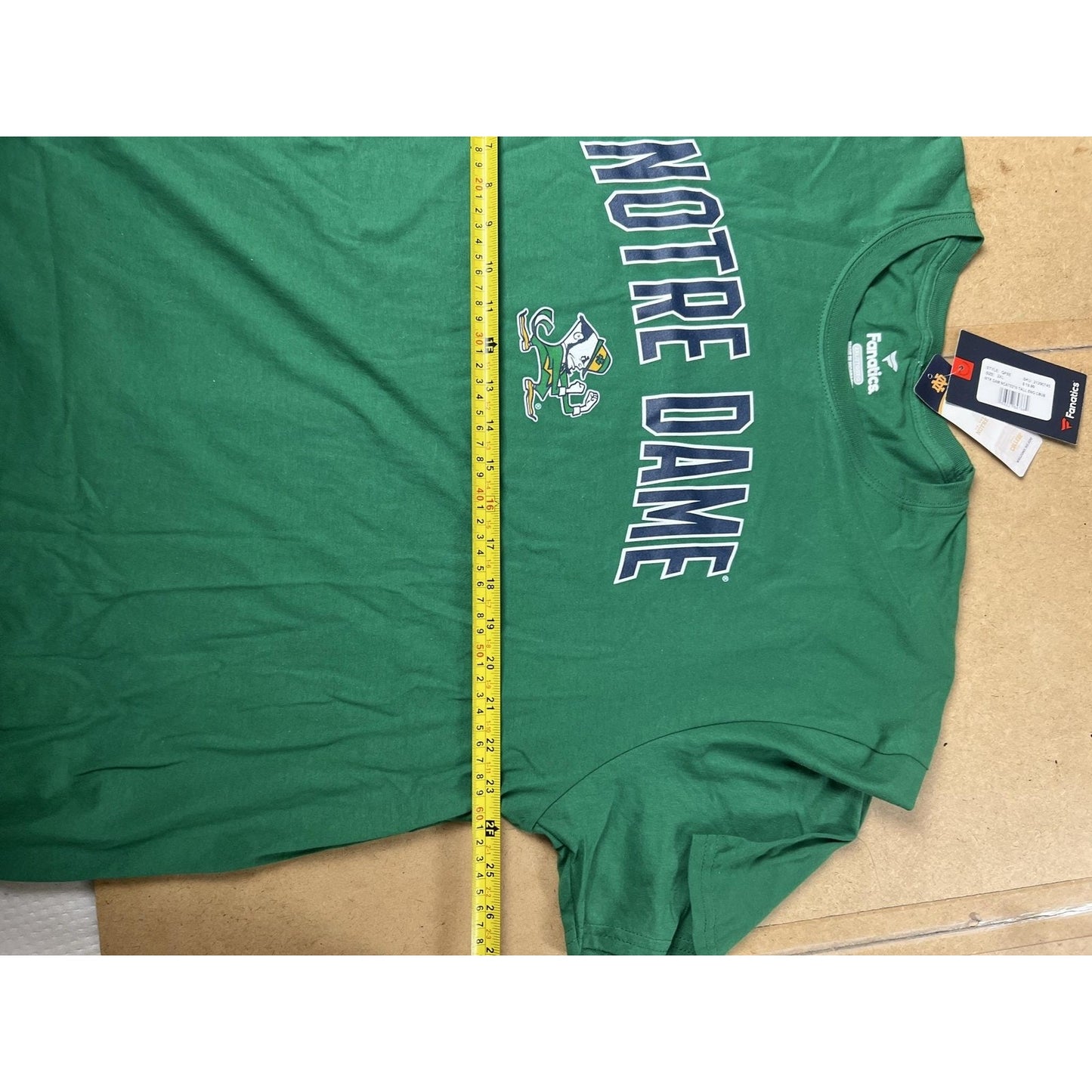 Fanatics Shirt Mens 2XL Green Notre Dame Graphic Crew Neck Tagless Cotton Jersey