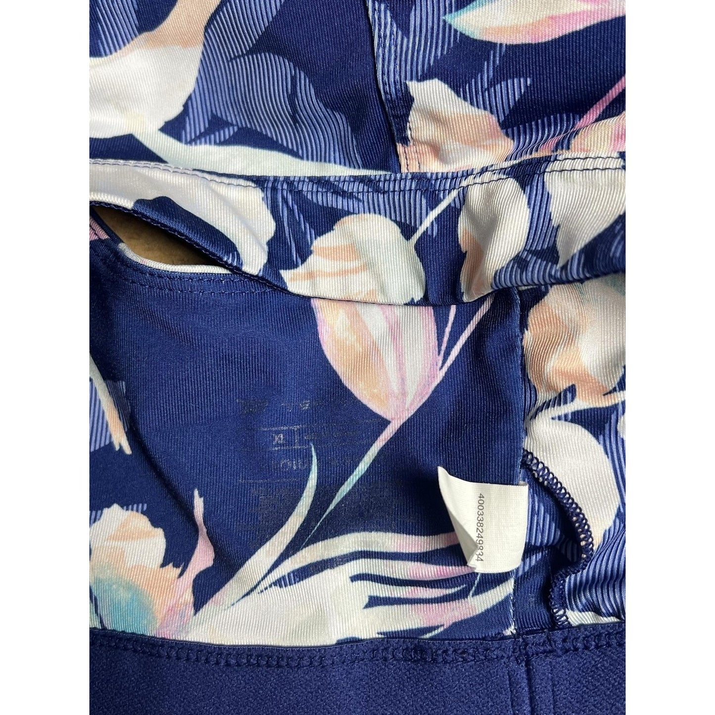 Bra Womens M Blue Floral Sports Bra Racerback Adjustable Strap Stretch Pullover