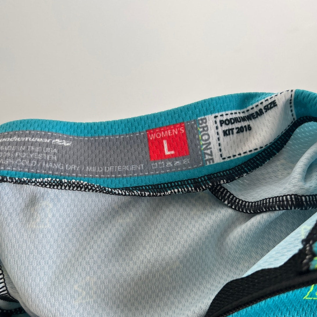 Podiumwear Women's L Blue and Green Cycling Jersey