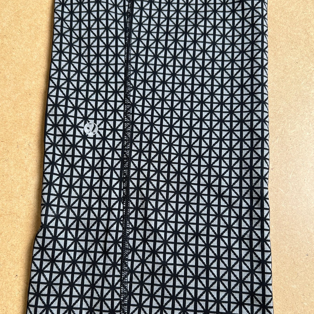 Lululemon Straight Up Pant Tri Geo Silver Spoon Black Luon Stretch Foldover Size 8