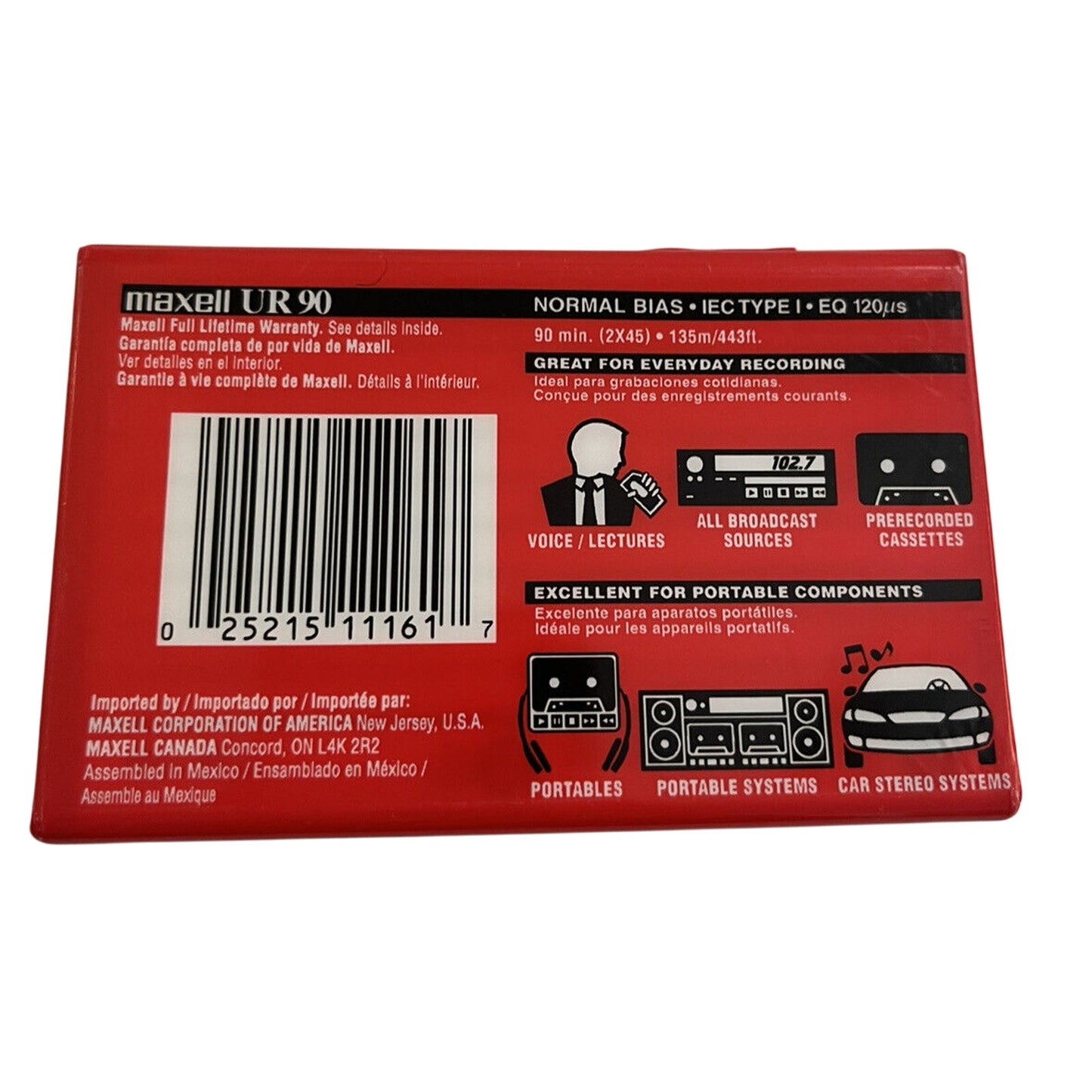 Maxwell UR 90 Audio Cassette Tape Normal Bias Single New Sealed - NWT