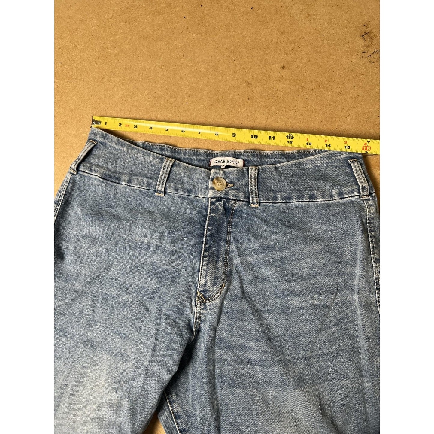 Dear John Pants Womens 31 Blue Wide-Leg Denim Chino Pockets Zip Button