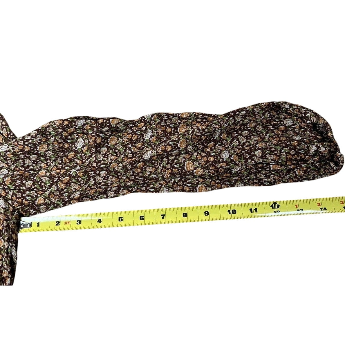 Natural Life Blouse Womens M Brown Tunic Floral Rayon Puff Sleeve Casual