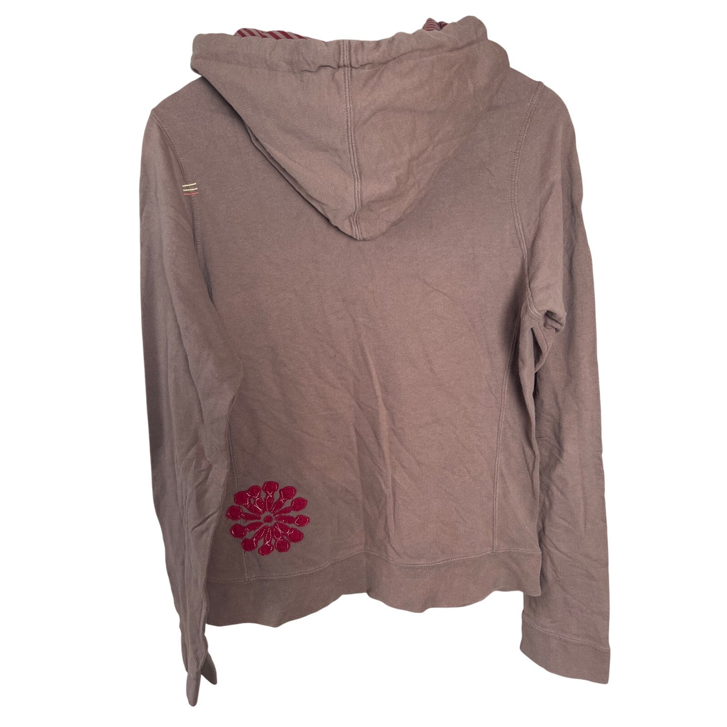 Y2K Billabong Zip Up Brown XL Hoodie Floral Detail